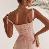 Carmen | Ruched Bodice with High Slit Midi Dress