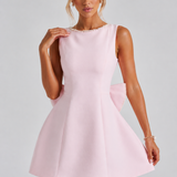 Kel | Sleeveless Pearl-Neckline Sculpted Mini Dress