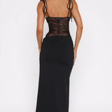 Amelie | Sheer Lace Bodice Cut-Out Maxi Dress