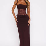 Amelie | Sheer Lace Bodice Cut-Out Maxi Dress