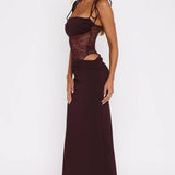 Amelie | Sheer Lace Bodice Cut-Out Maxi Dress