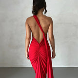 Tina | Versatile Sash One-Shoulder Grecian Maxi Dress