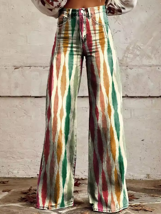 Noémie | Natural Printed Trousers