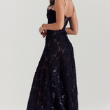 Sharon | Floral Embroidered Bodycon Maxi Dress
