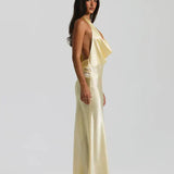 Lilly | Cowl Neck Open Back Satin Maxi Dress