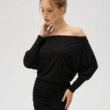 Jaimey | Draped Top Ruched Fitted Skirt Mini Dress