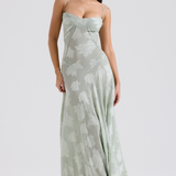 Sharon | Floral Embroidered Bodycon Maxi Dress