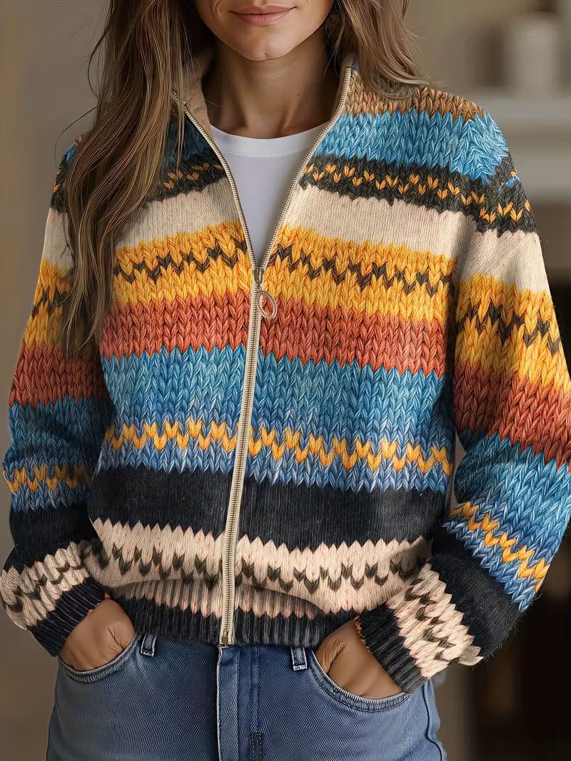 Liliana™ | Multicolour zigzag knitted cardigan