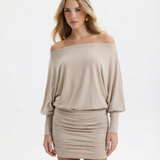 Jaimey | Draped Top Ruched Fitted Skirt Mini Dress