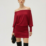 Jaimey | Draped Top Ruched Fitted Skirt Mini Dress