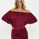 Jaimey | Draped Top Ruched Fitted Skirt Mini Dress