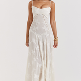 Sharon | Floral Embroidered Bodycon Maxi Dress