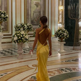 Amara | Sumptuously Soft Open Backless Satin Maxi Dress