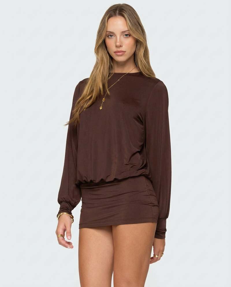 Noa | Long Sleeve Open Back Mini Dress