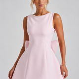 Kel | Sleeveless Pearl-Neckline Sculpted Mini Dress