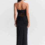 Eleina | Twist-Knot Mesh Panel Maxi Dress