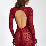 Lariza | Animal Print Semi-Sheer Sculpted Print Mesh Maxi