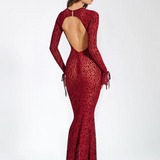 Lariza | Animal Print Semi-Sheer Sculpted Print Mesh Maxi