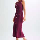 Gabriella | Sleeveless Ribbed Button-Down Maxi Dress