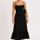 Ivy | Square Neck Flared Midi Dress with Ruffled Hem