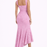 Naomi | Bias Cut Satin Luminous Neutral Midi Dress
