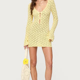 Maré | Breezy Open-Knit Long-Sleeve Crochet Mini Dress