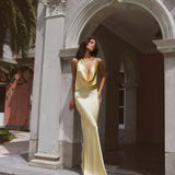 Lilly | Cowl Neck Open Back Satin Maxi Dress