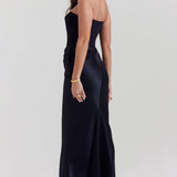 Stella | Strapless Satin Structured Bodice Maxi Dress