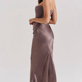 Stella | Strapless Satin Structured Bodice Maxi Dress