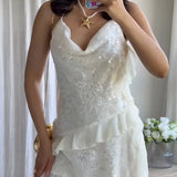 Adeline | Women's White Sleeveless Sequin Mini Summer Dress