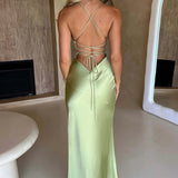Adriana | Women's Sleeveless Slit Silk Maxi Wedding Guest Dress