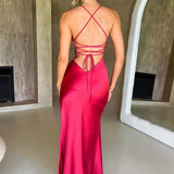Adriana | Women's Sleeveless Slit Silk Maxi Wedding Guest Dress