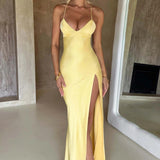 Adriana | Women's Sleeveless Slit Silk Maxi Wedding Guest Dress