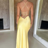 Adriana | Women's Sleeveless Slit Silk Maxi Wedding Guest Dress