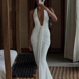 Amira | Women's Deep Halter Maxi Summer Dress