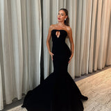 Anika | Women's Black Fitted Strapless Mermaid Maxi Prom Dress