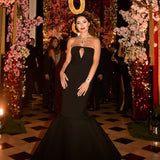 Anika | Women's Black Fitted Strapless Mermaid Maxi Prom Dress
