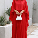 Aniya | Women’s Long Cape Sleeves Maxi Wedding Guest Dress