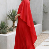 Aniya | Women’s Long Cape Sleeves Maxi Wedding Guest Dress