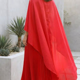 Aniya | Women’s Long Cape Sleeves Maxi Wedding Guest Dress