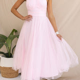 Aylin | Women's Sleeveless Halter-Neck Midi Prom Dress