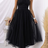 Aylin | Women's Sleeveless Halter-Neck Midi Prom Dress