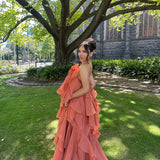 Bellina | Women's Sleeveless Layers Ruffles Maxi Prom Dress
