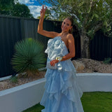 Bellina | Women's Sleeveless Layers Ruffles Maxi Prom Dress