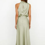 Briony | Women's Green Elegant Halter Neck Maxi Wedding Guest Dress