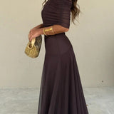 Brittany | Women's One-Shoulder Mesh Maxi Summer Dress