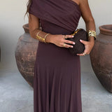 Brittany | Women's One-Shoulder Mesh Maxi Summer Dress