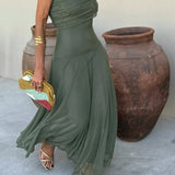 Brittany | Women's One-Shoulder Mesh Maxi Summer Dress