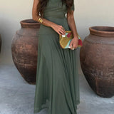 Brittany | Women's One-Shoulder Mesh Maxi Summer Dress