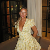 Bryanna | Women's Floral V-Neck Yellow Mini Summer Dress